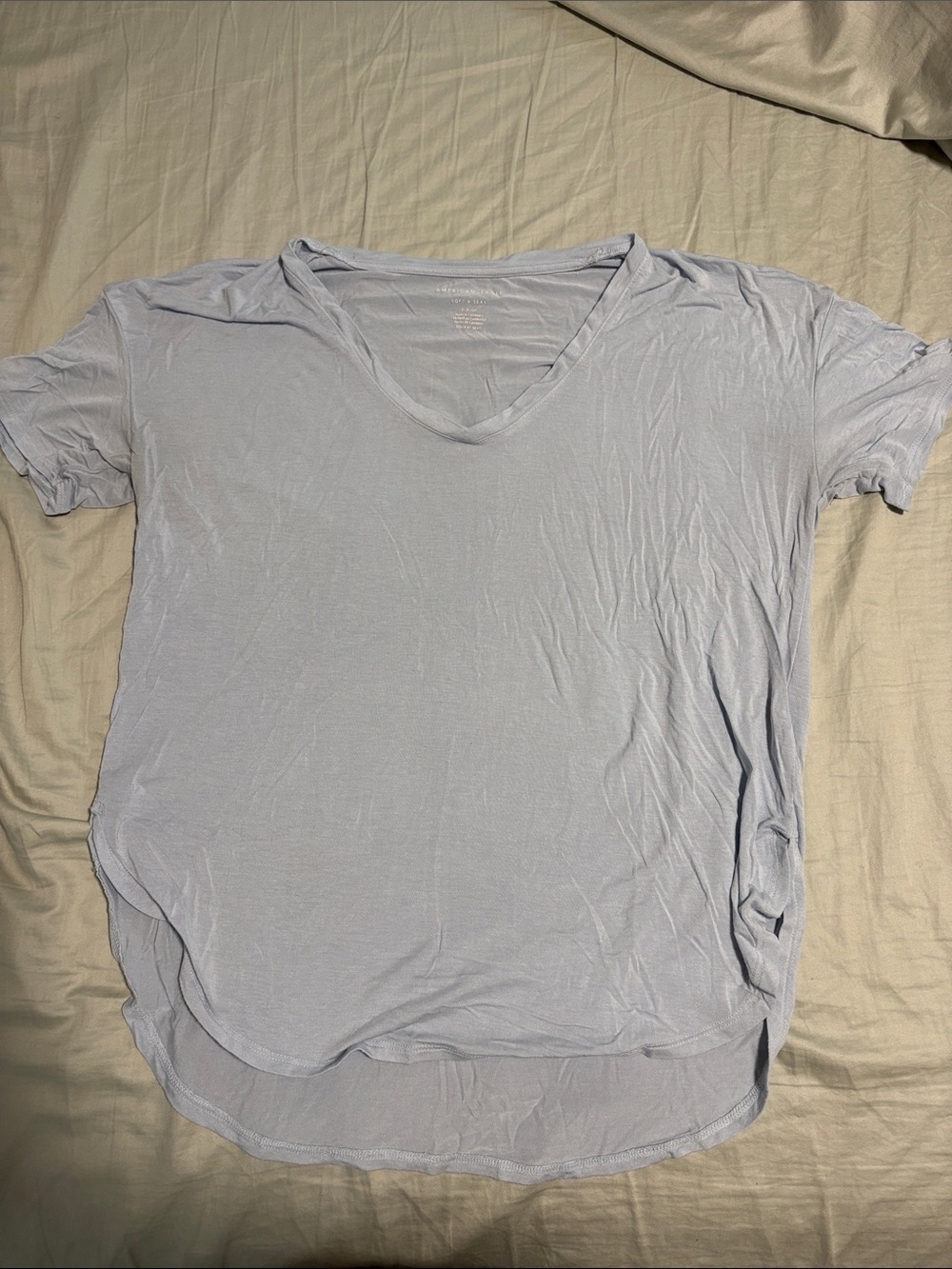 American Eagle Outfitters Light Blue V-Neck Short Sleeve Tee